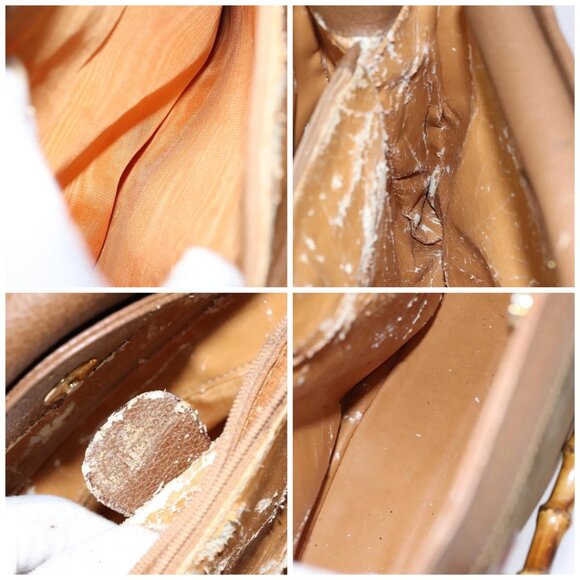 GUCCI Bamboo Hand Bag Suede Brown Gold Auth - Picture 14 of 15